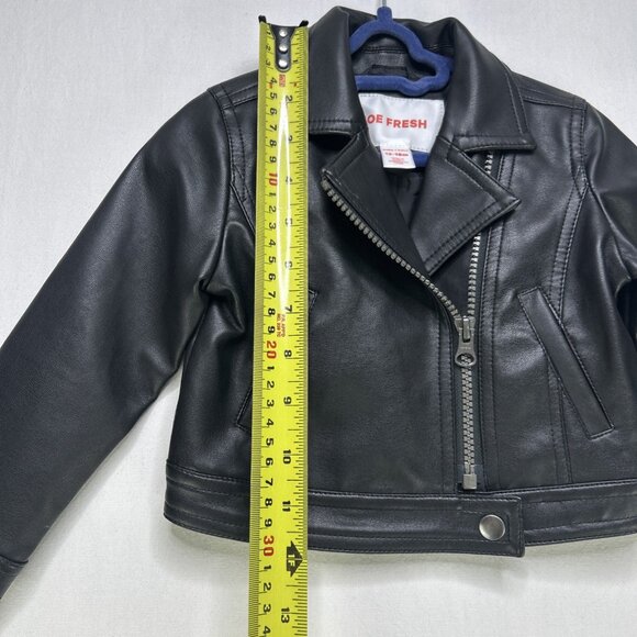 Joe Fresh Faux Leather Jacket Baby Toddler Size 12-18 Month Black - Picture 3 of 7